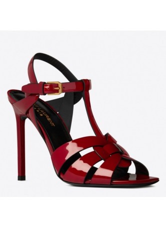 Saint Laurent Tribute High Heel Sandals In Red Patent Leather